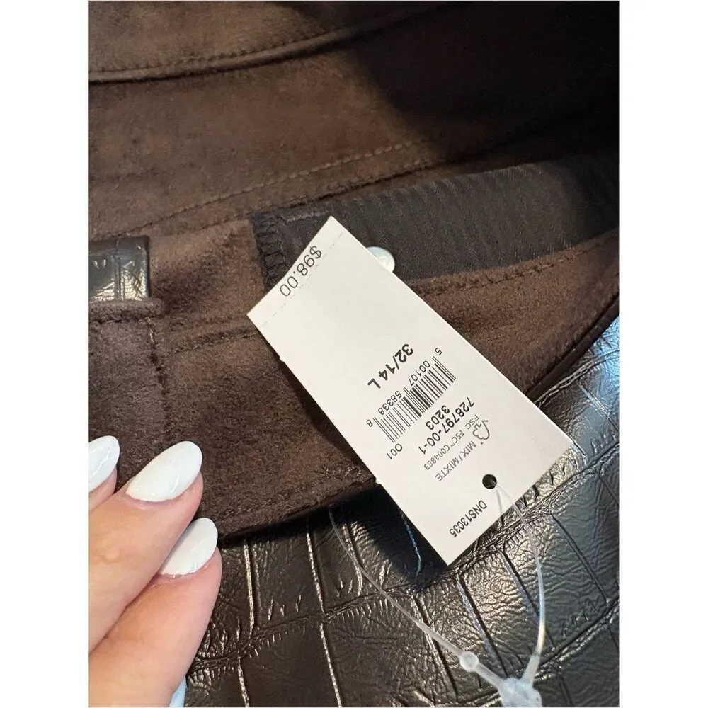 GAP High Rise Vegan Croc Leather Cheeky Straight Pants 32 14 Long Tall NWT